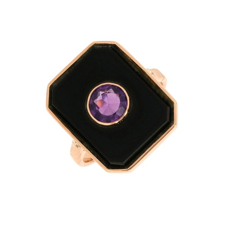 Acheter Bague vintage améthyste 0.51 carat et onyx or jaune 4.74g Comme neuf - 1350,00 € Bague vintage améthyste 0.51 carat et onyx or jaune 4.74g Comme neuf - reconditionné disponible sur Gemme Les Bijoux
